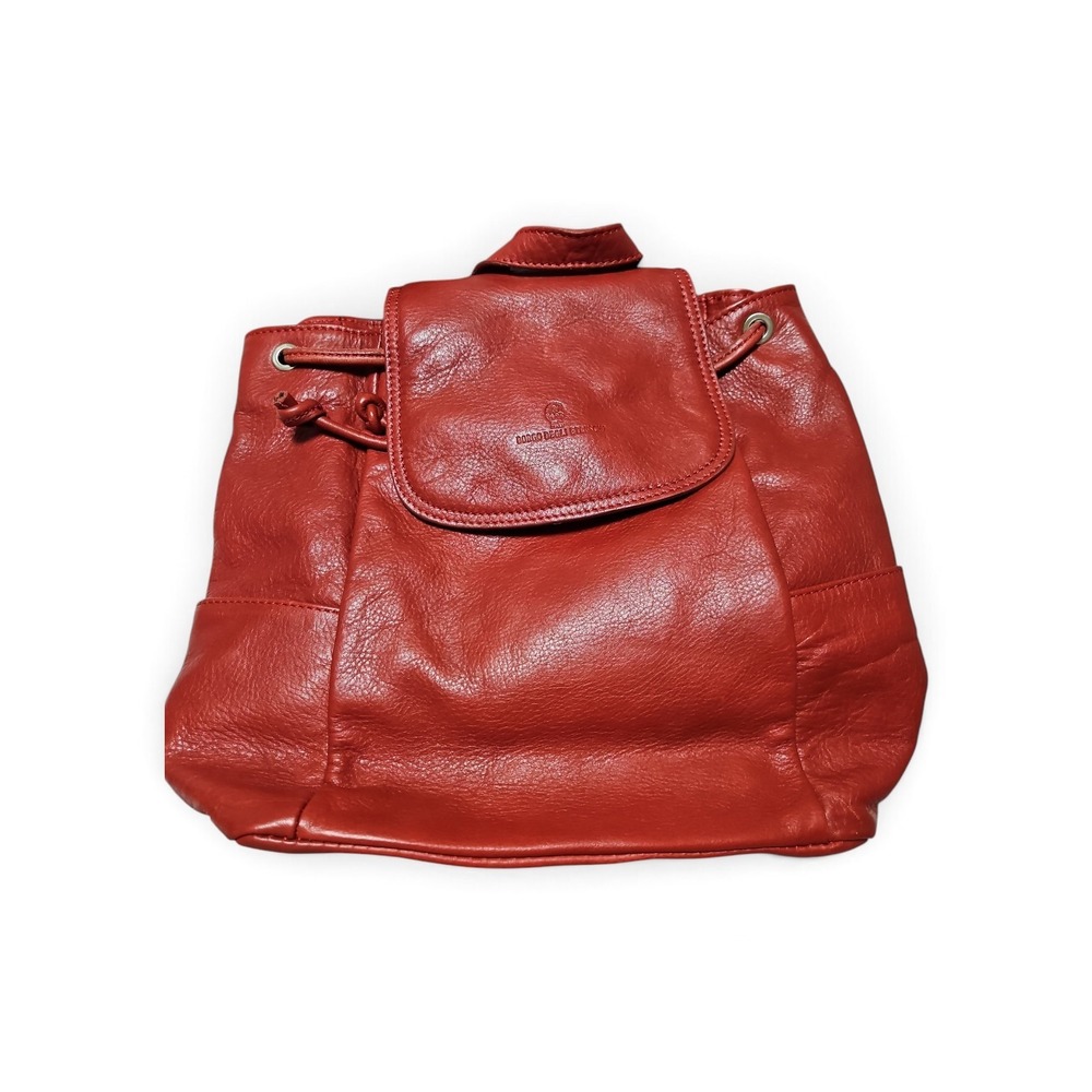 Borgo Degli Etruschi Red Leather Backpack Made in Italy Drawstring Flap Bag